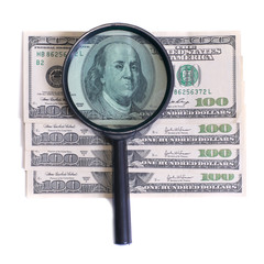 Wall Mural - Magnifier with dollars