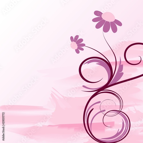 Fototapeta dla dzieci Floral pink paint with daisies