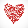 Valentine heart made from symbols