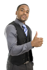 Wall Mural - African american business man with thumbs up