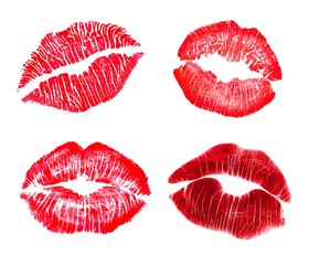 Wall Mural - Red lip prints