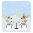 Reindeers Having Coffee