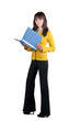 © ghoststone - Young woman in yellow suit with the office folder.