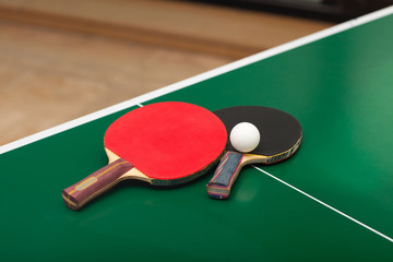 Table tennis rackets and ball