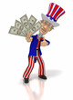 Uncle Sam holding money giving thumbs up