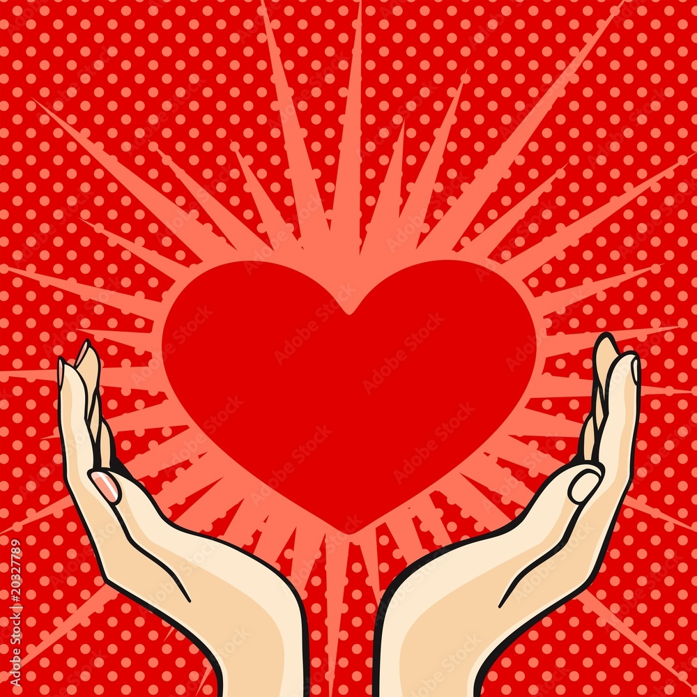Two hands holding a heart Stock Vector Adobe Stock