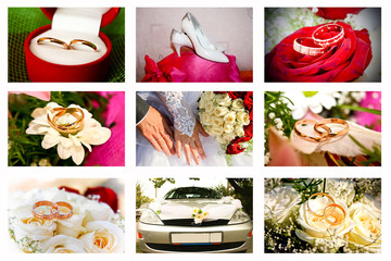 collage of nine wedding photos