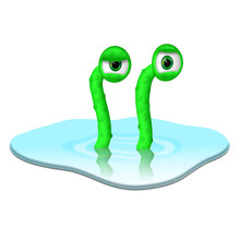 Green Monster In The Puddle - EPS 10 Vector Icon