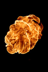  Fire isolated on a black background.