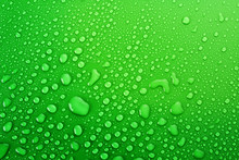 Green Water Drops Background
