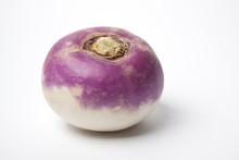 One Whole Single Purple Topped Turnip On White Background
