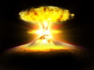 Wall Mural - explosion champignoàn atomique dans la galaxie