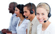 © WavebreakMediaMicro - Cheerful business team with headset on