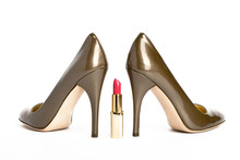 Shoes On A High Heel And Lipstick