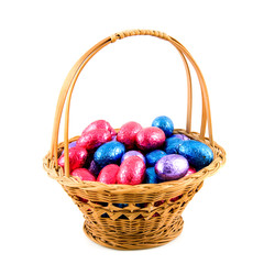 Woven basket with easter eggs