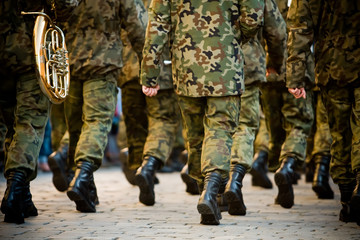 Wall Mural - Soldiers march in formation