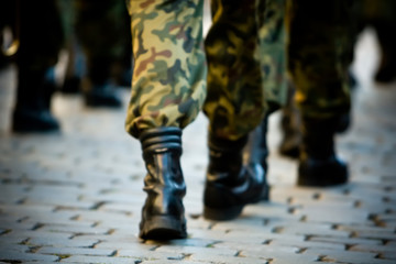 Wall Mural - Soldiers march in formation