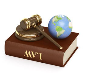 Wall Mural - Judicial 3d gavel and Earth