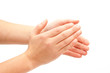 Clapping! Female hands clapping on white
