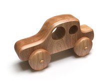 Wooden Toy Car. Isolated On White