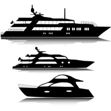 Large Yachts Vector Silhouettes