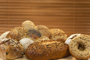 A Selection Of Rustic Wholemeal and Seeded Handmade Bread Loaves