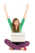 © pikselstock - Woman with Laptop Cheering