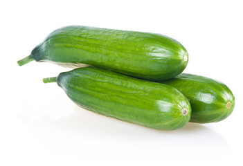 Wall Mural - Three Ripe Green Cucumbers Isolated