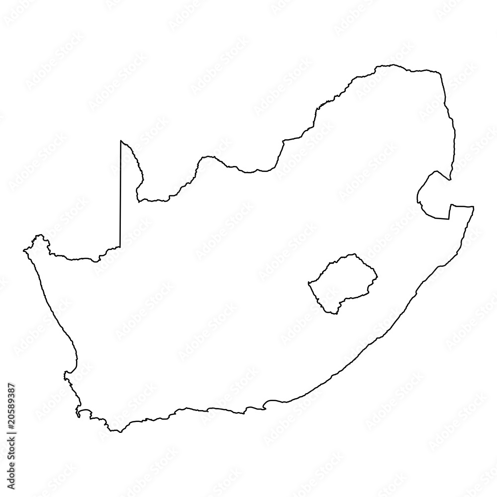 Südafrika Karte Umriss / Schwarzer Umriss Der Sudafrikakarte Stock