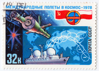 Wall Mural - Stamp shows russian spaceship