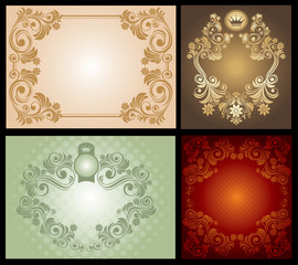 Wall Mural - Set of Vintage Floral Frame