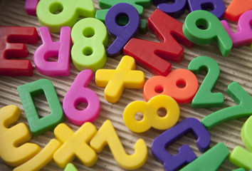 Set of magnetic letters and digits
