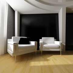 Wall Mural - white drawing room