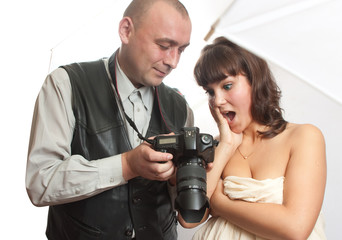 two people, photograph and topless model