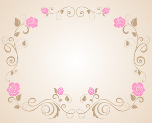 Wall Mural - Wedding border with rose