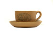 Chinese brown tea cup with soucer isolatede on white