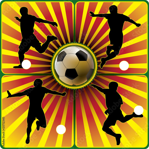 Naklejka na meble Soccer players silhouettes on abstract background