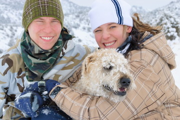 Wall Mural - Teens and their dog