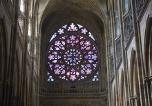 Interior Of St. Vitus Gothic Cathedral In Prague - Rosette
