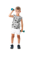 Wall Mural - Boy with dumbbells