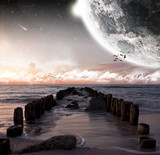 Fototapeta Kosmos - Planet landscape view from a beach