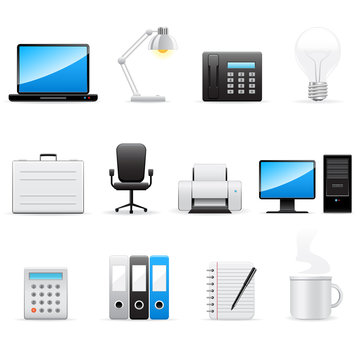 Vector office and business icons set