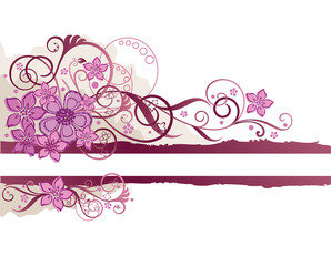 Wall Mural - Pink floral banner with space for text