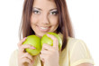 girl with green apples