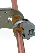 Close Up Wrenches On Compression Fitting
