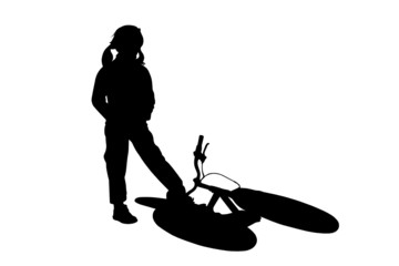 Vector illustration of girl with bicycle