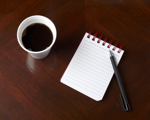 Wall Mural - cup of coffee drink notebook pencil business