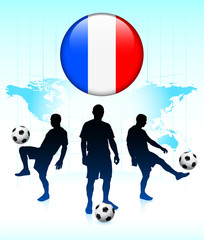 Wall Mural - France Flag Icon on Internet Button with Soccer Team