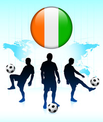 Wall Mural - Ivory Coast Flag Icon on Internet Button with Soccer Team