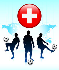 Wall Mural - Switzerland Flag Icon on Internet Button with Soccer Team